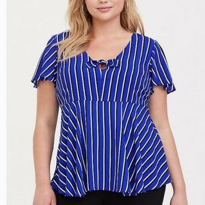 Blue Striped Bow Top